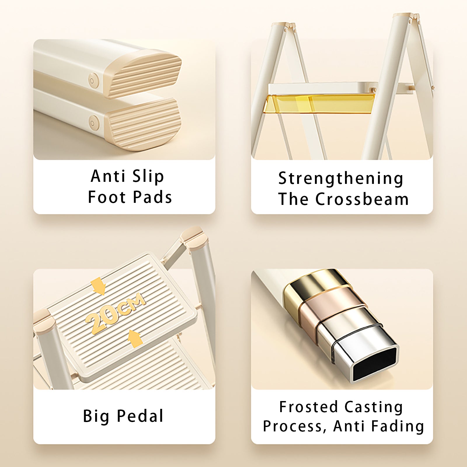 3 Step Ladder Folding Step Stool with Wide Anti-Slip Pedal