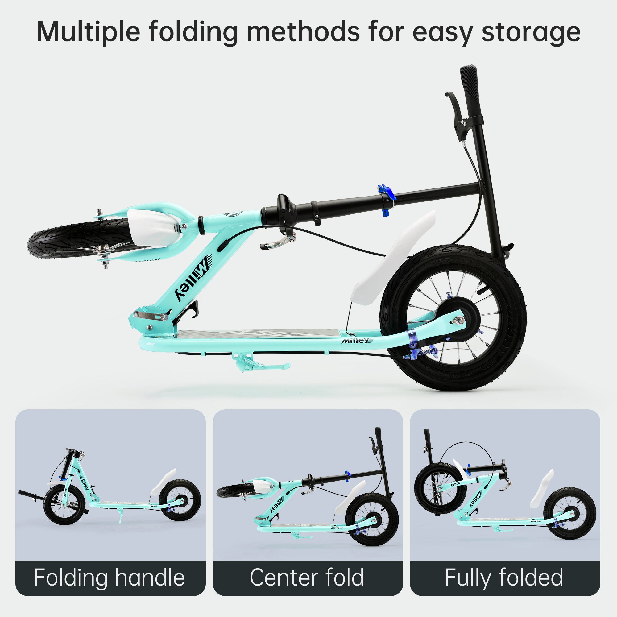 Green Commuter Scooter for Teens & Adults – Foldable, Shock-Absorbing, 12" Air Tires