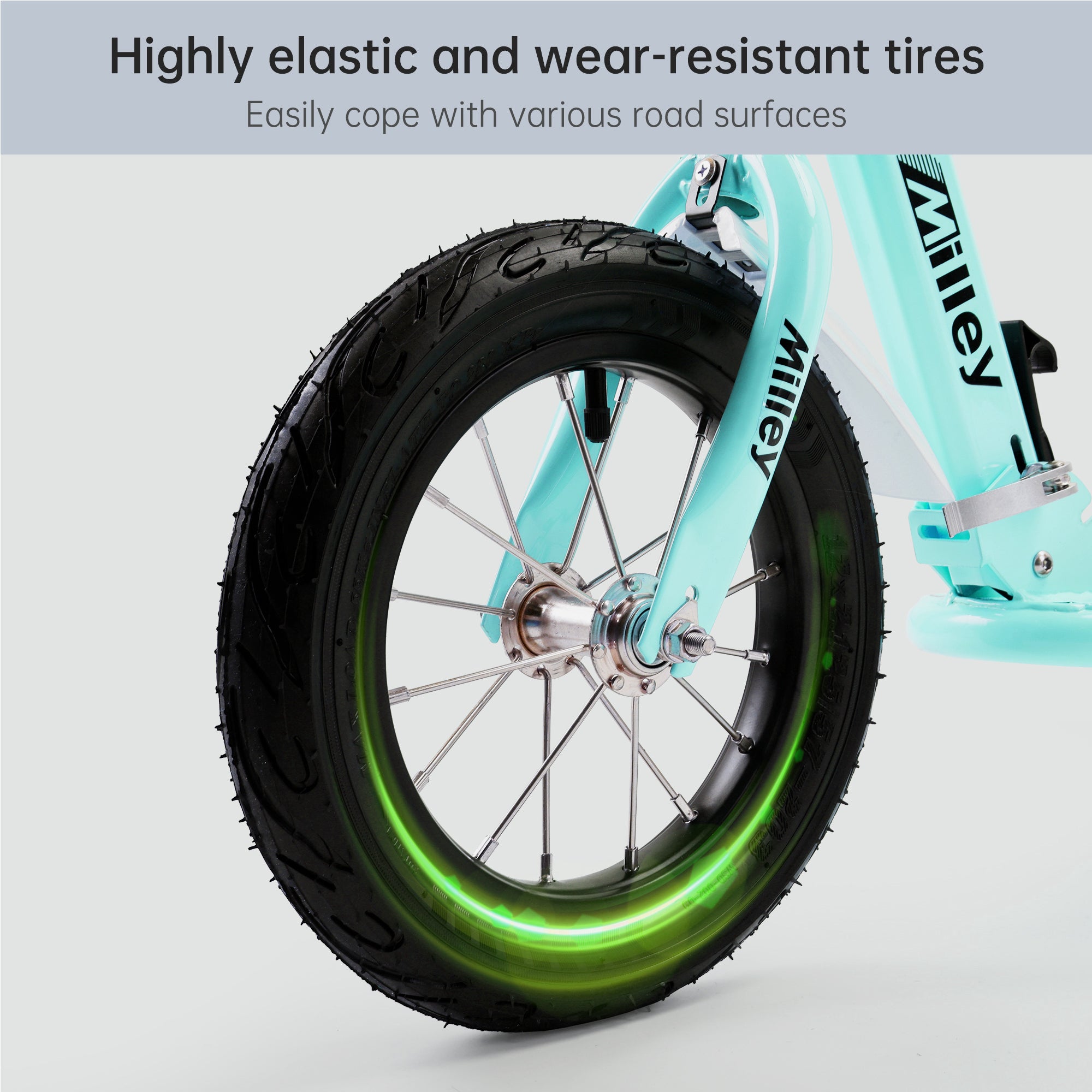 Green Commuter Scooter for Teens & Adults – Foldable, Shock-Absorbing, 12" Air Tires