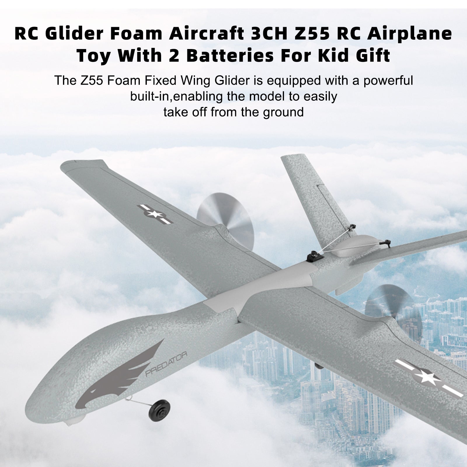 RC Glider Foam Aircraft 3CH Z55 RC Airplane Toy With 2 Batteries For Kid Gift