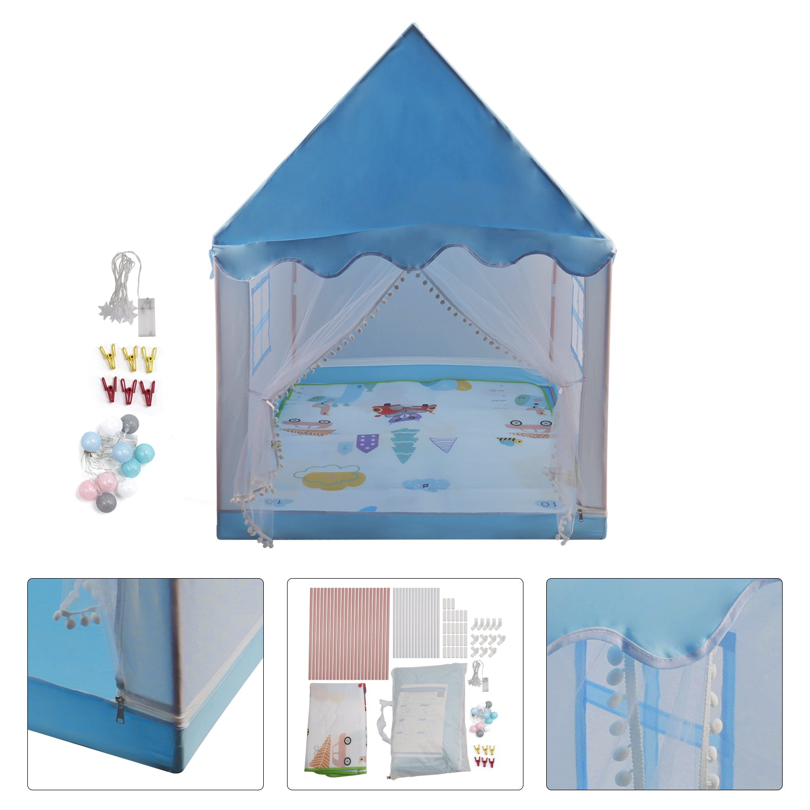 Assembly Tent with Metal Frame Kids Indoor Play Tent fit for Boys & Girls