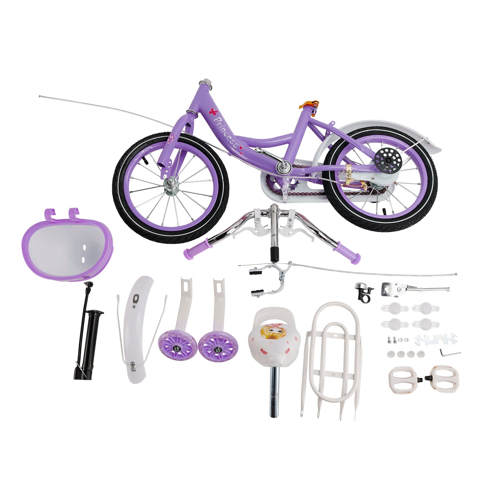 16"/18" Kids Bicycle Girls Bike with Training Wheels Basket Kickstand