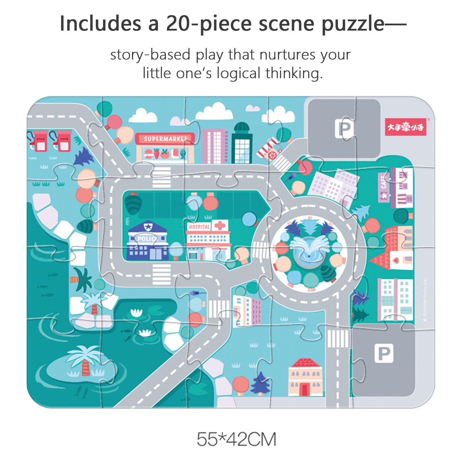 Urban Street Scene Building Blocks Set for Toddlers -185 Durable Blocks with Educational Puzzle-Kid’s Blocks