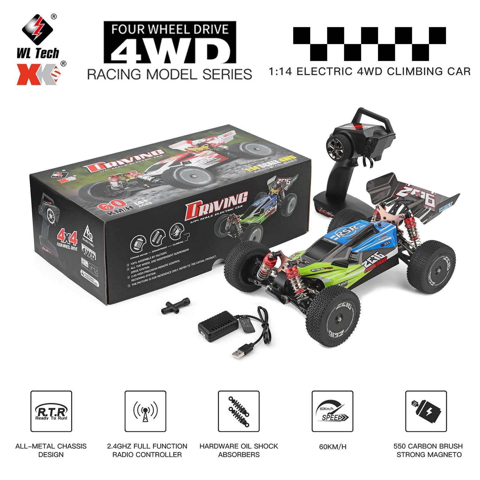 WLtoys 144001 2.4GHz 60km/h High Speed Drift Racing Car Remote Control Car USA