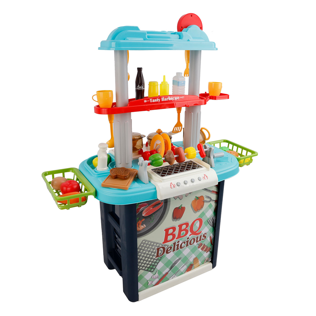 Plastic Tableware Kitchen Set With Sound, Light And Spray Function Kid Toy Blue