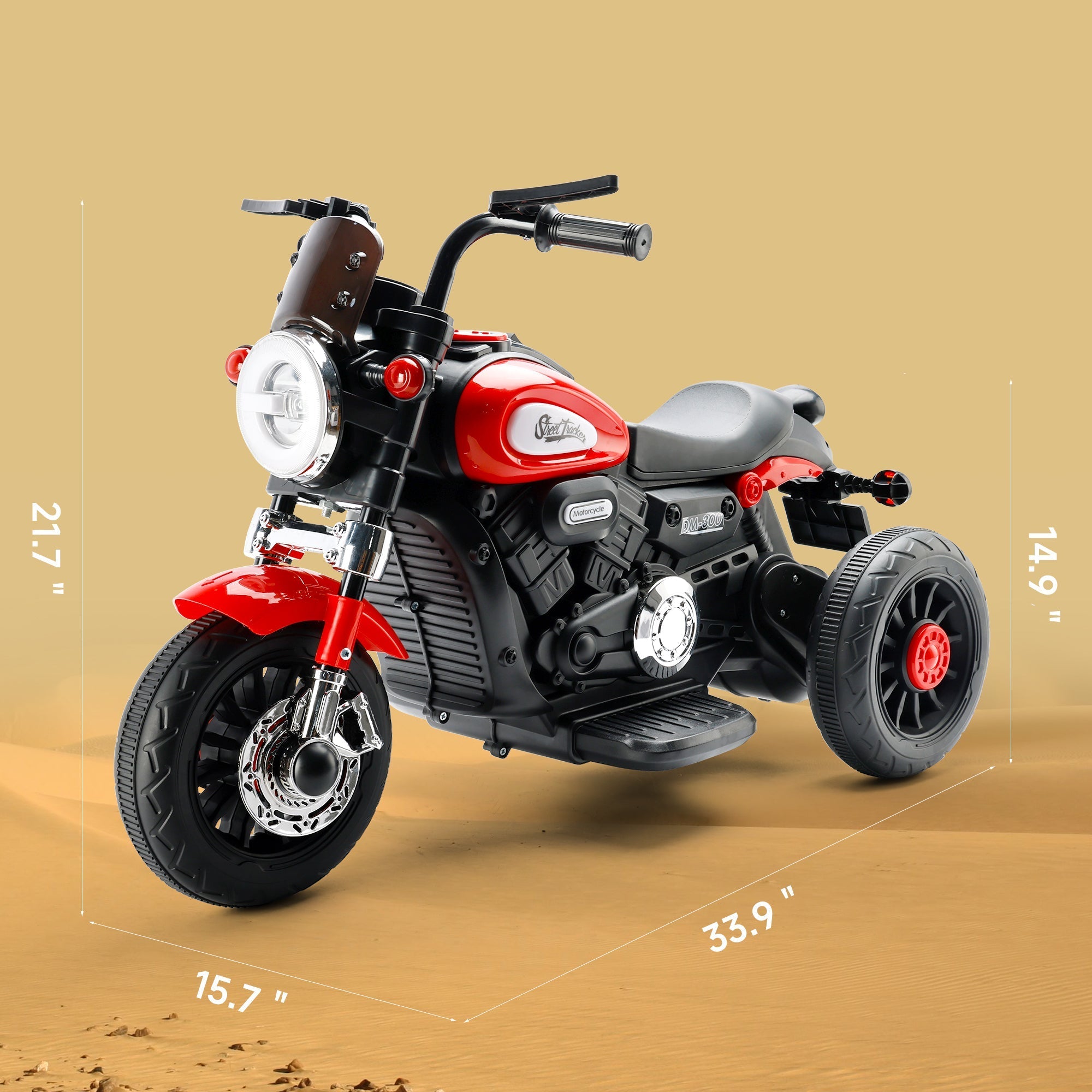 3-Wheel Kids Ride-On Motorcycle 6V (Red) | Dual Drive