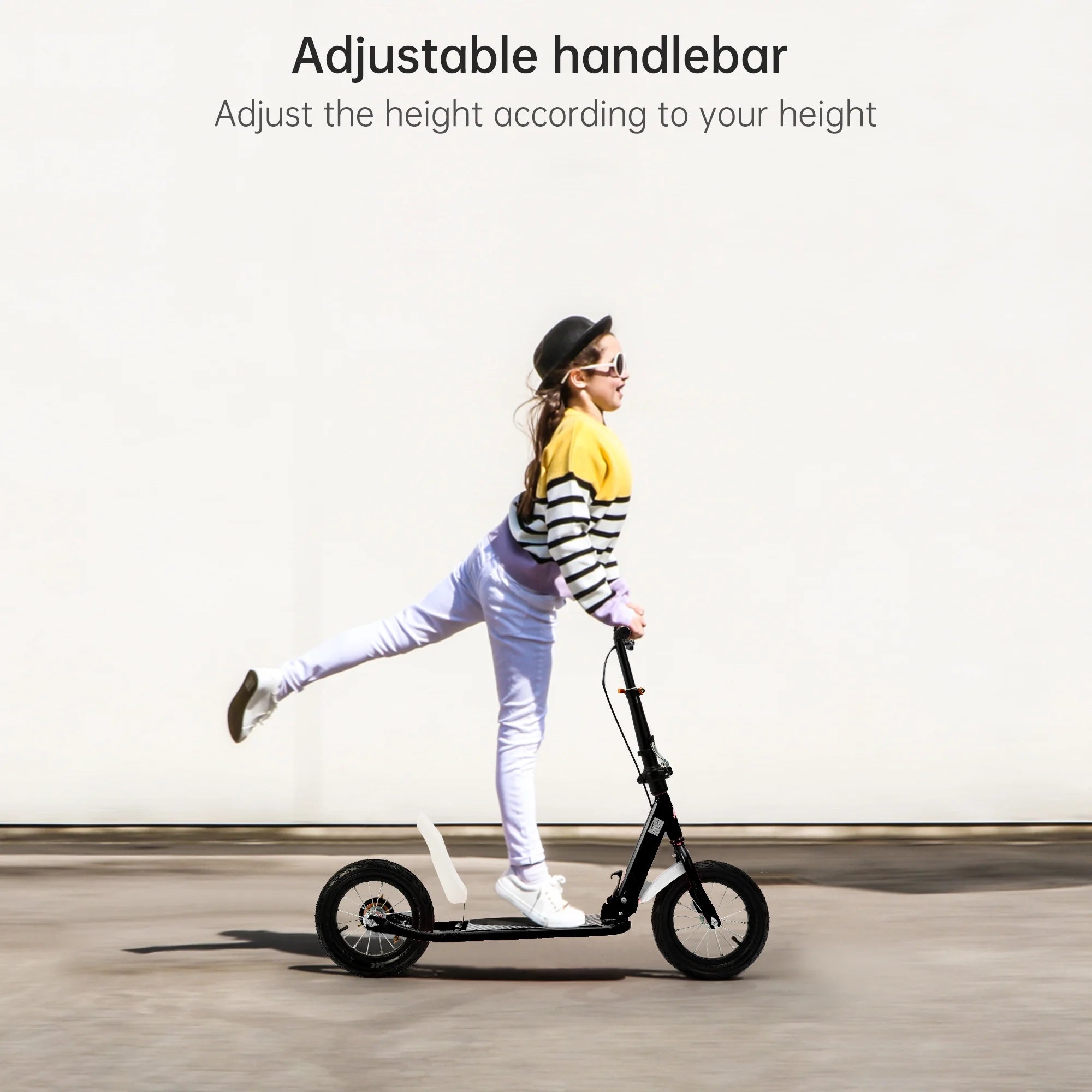 Black 12" Foldable Scooter with Shock-Absorbing Tires