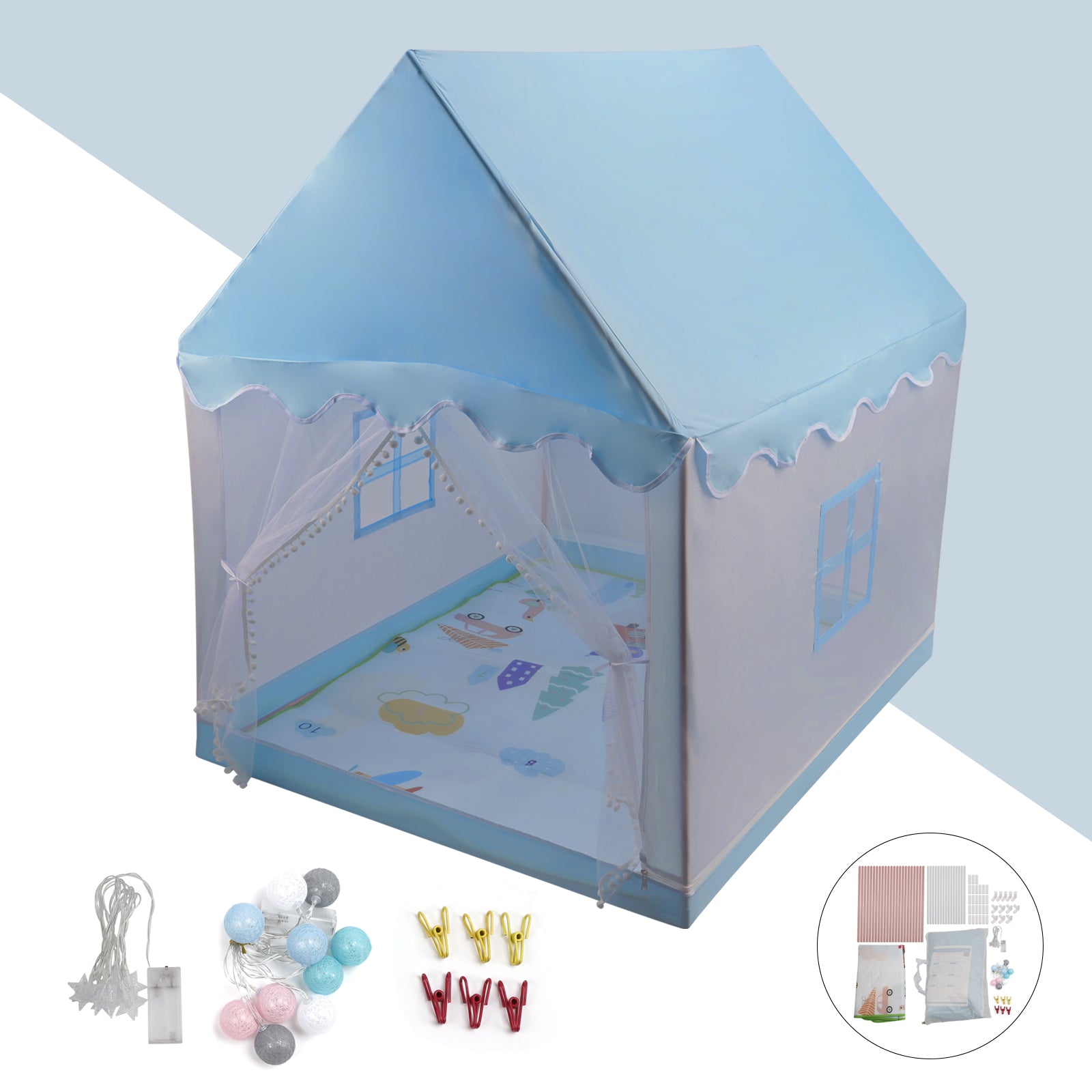 Assembly Tent with Metal Frame Kids Indoor Play Tent fit for Boys & Girls