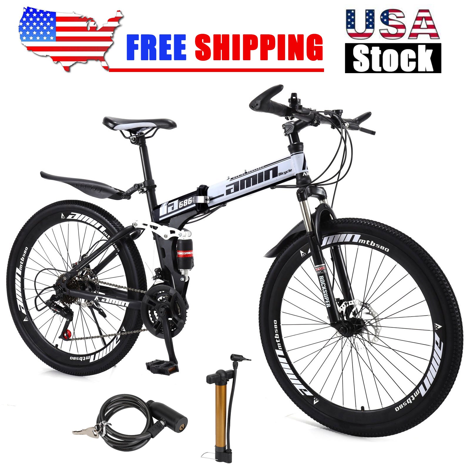 26-Inch Folding Mountain Bike – Full Suspension MTB for Adults