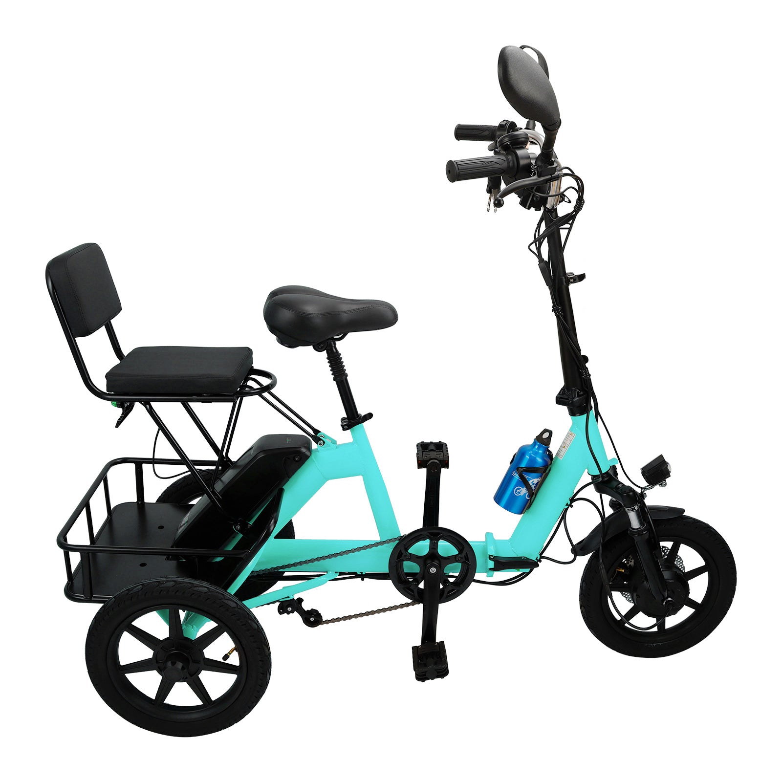 Cyan 350W Electric Trike with Foldable Design & 3 Speeds