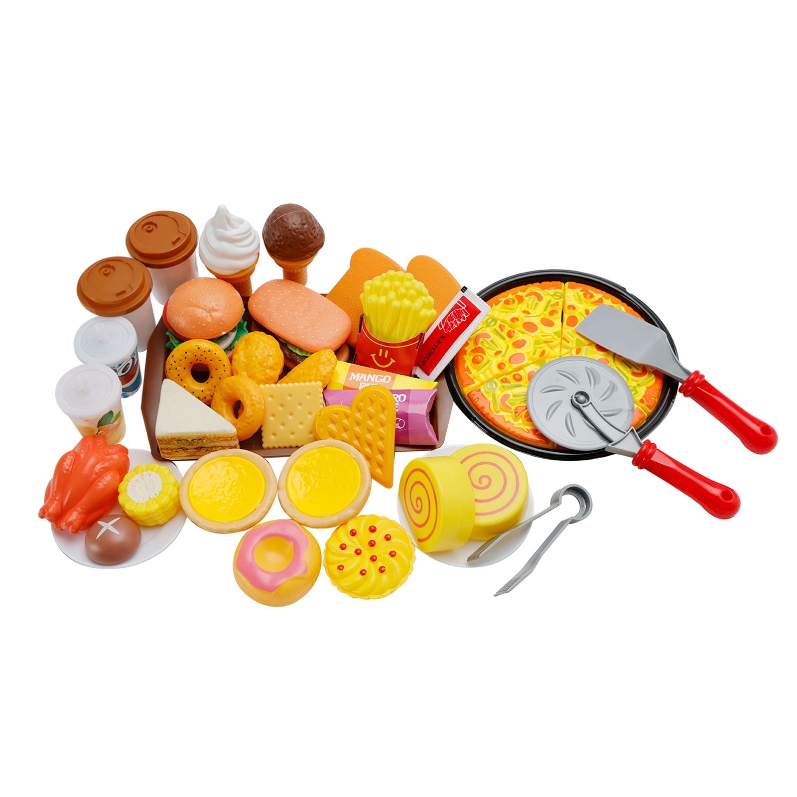82 Pieces Birthday Cake Toy Play Food Set Plastic Kitchen Cutting Pretend Toys