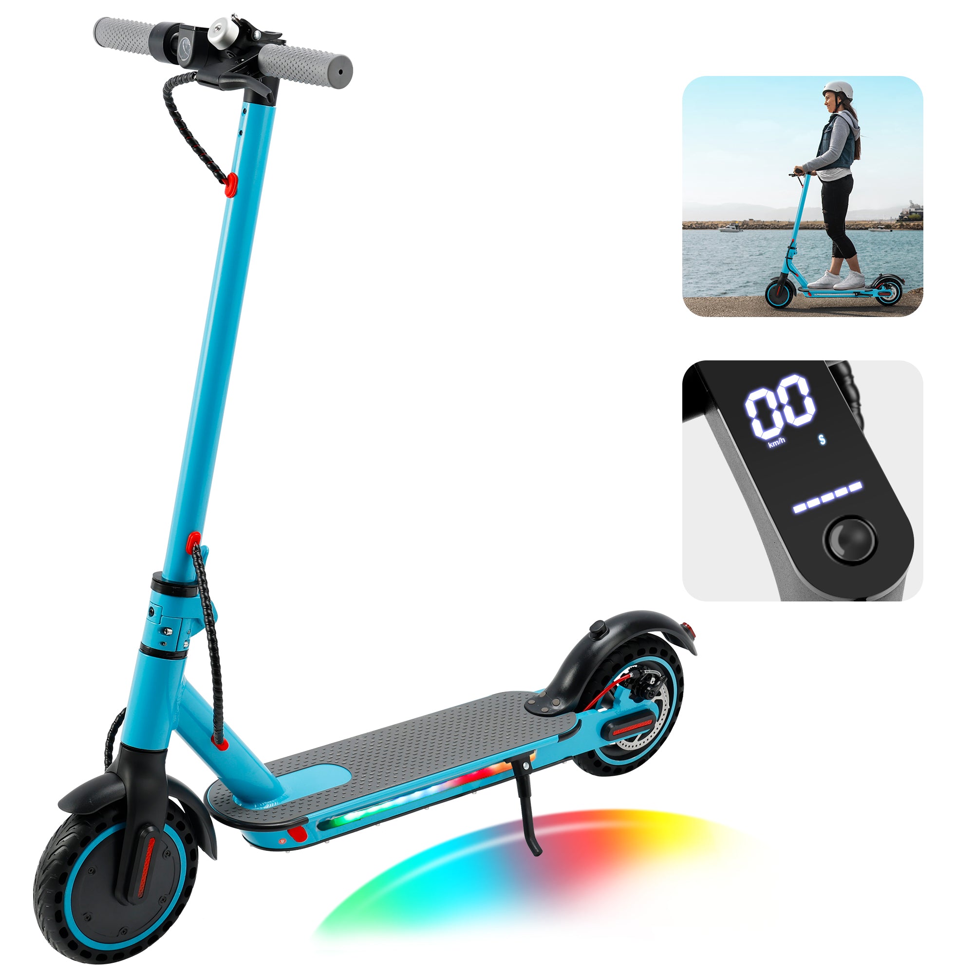 8.5" Folding Electric Scooter With app 350W 35KM Range 30km/h City Commute Yellow