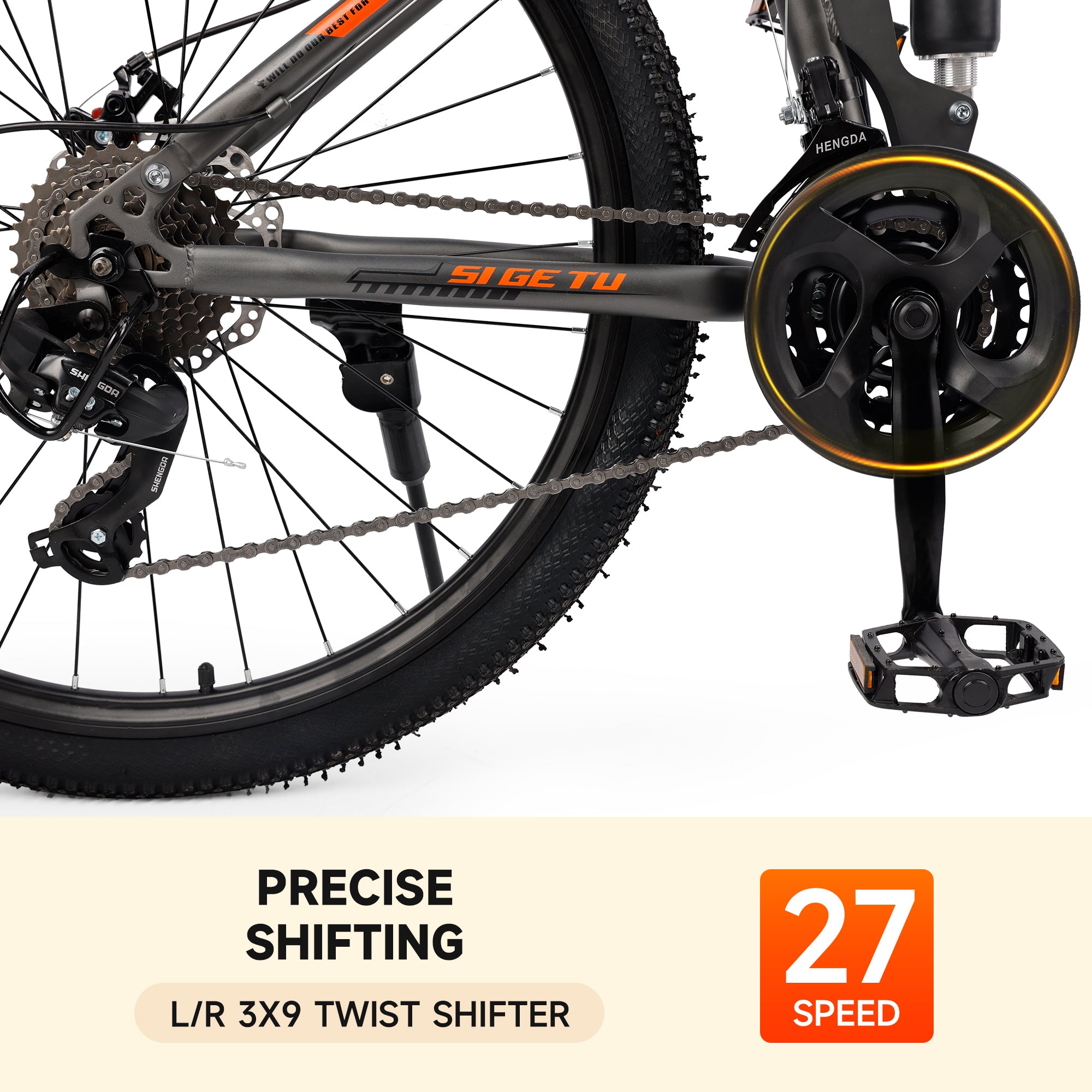 26" Wheels 27 Speed Double Disc Brake Folding Mountain Bike MTB for Adults