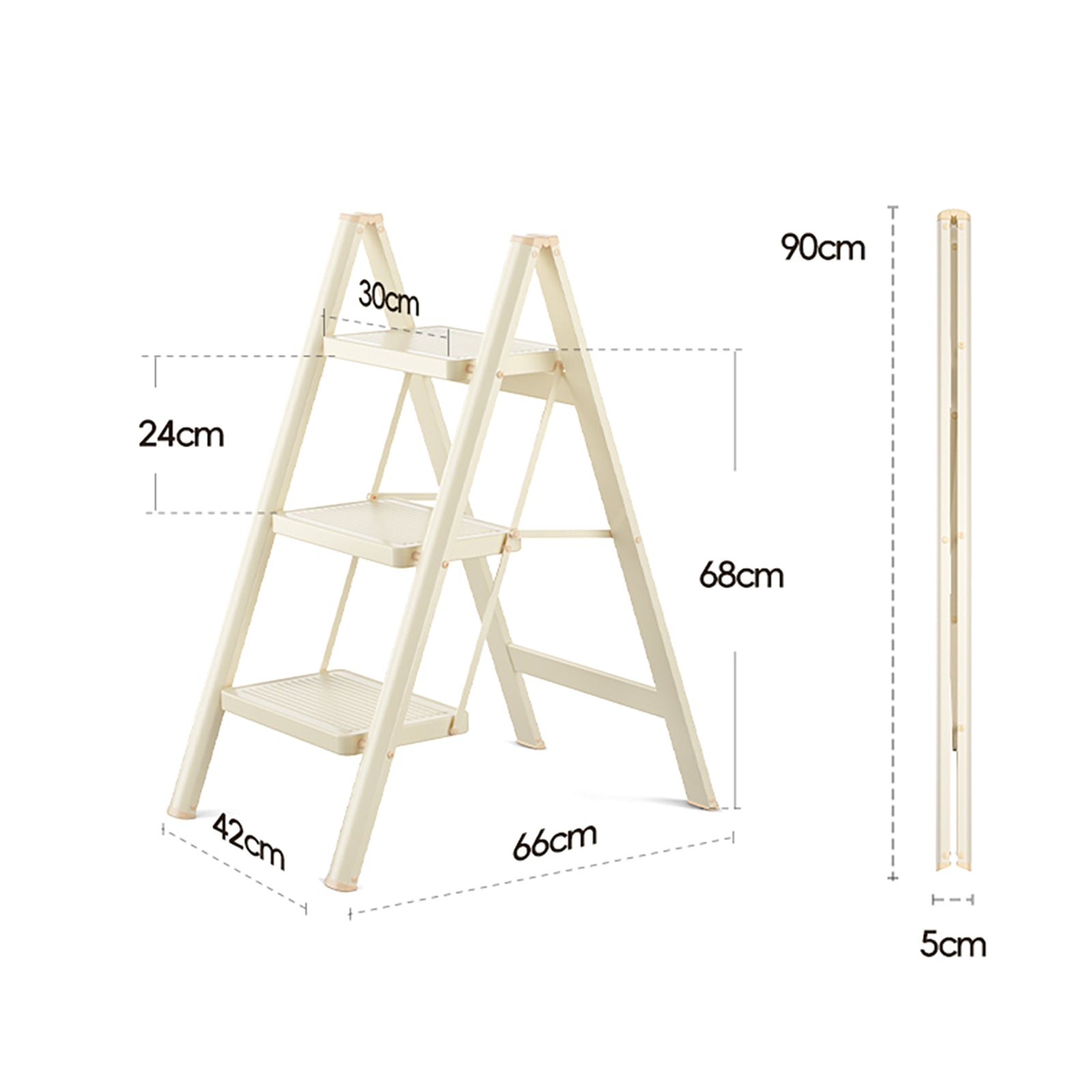 3 Step Ladder Folding Step Stool with Wide Anti-Slip Pedal