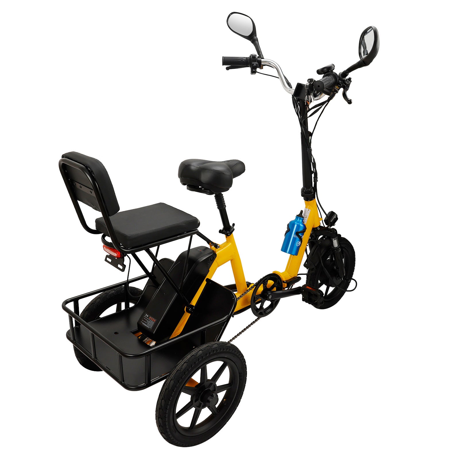 Yellow Electric Trike with Long-Lasting Battery & Comfort