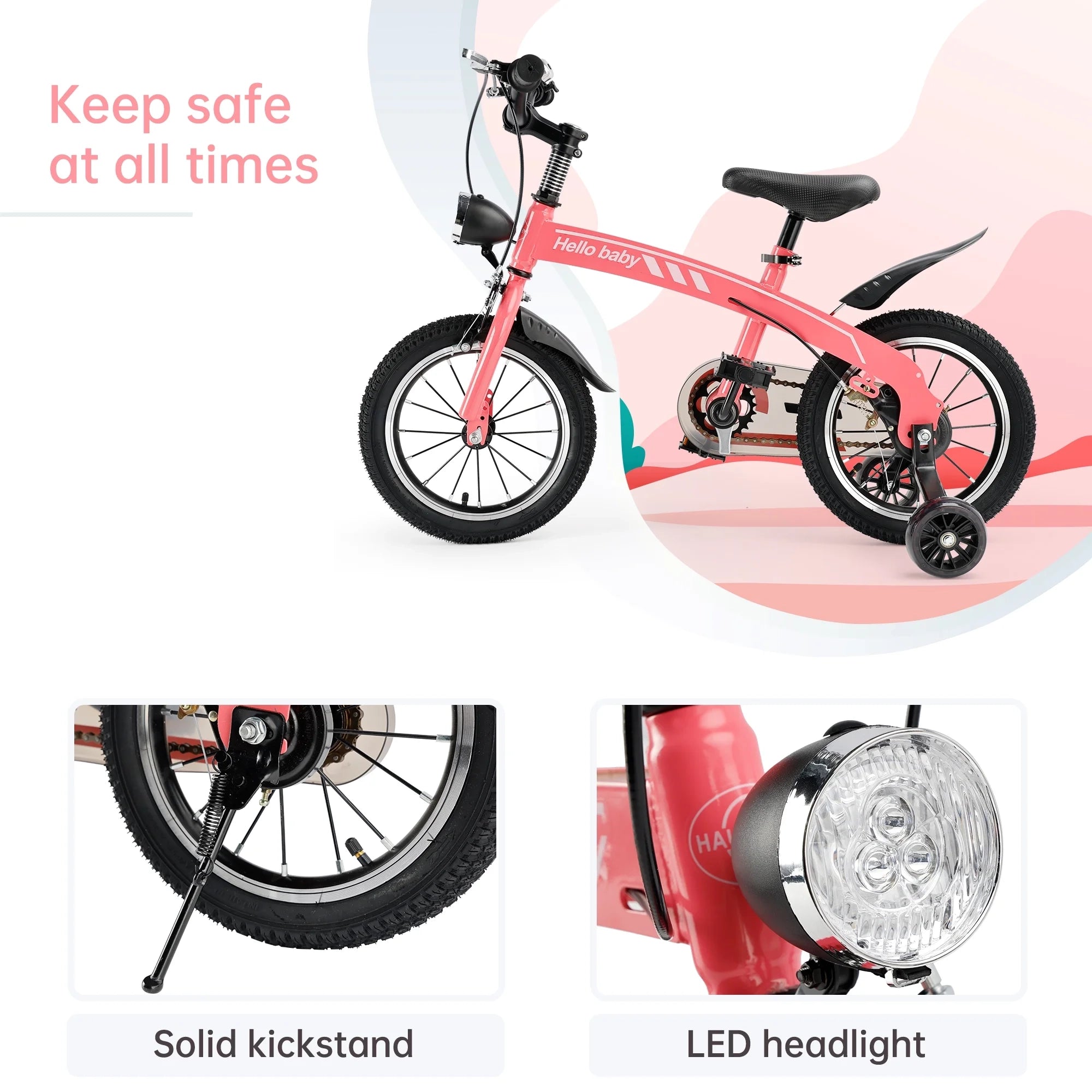 16" Kids' Bike with LED Headlight & Safety Brakes