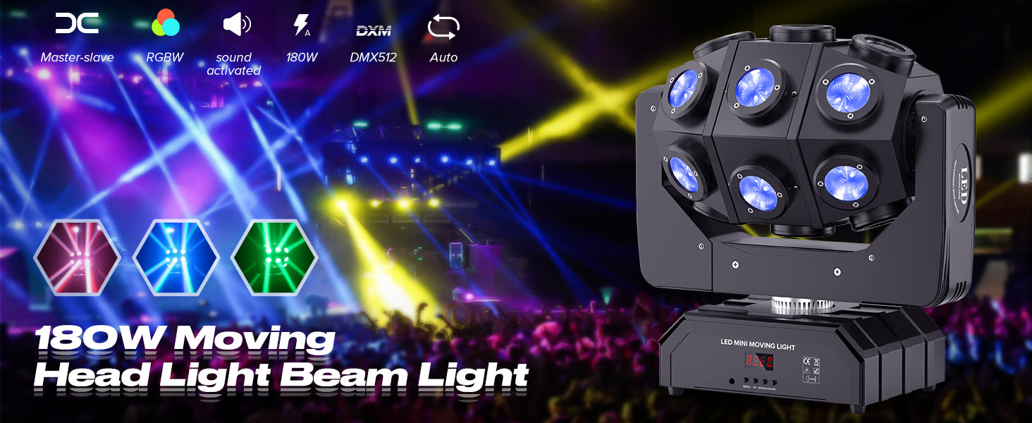 180W Moving Head LED Stage Light 360°Rotation For Stage Lighting Party Wedding Christmas