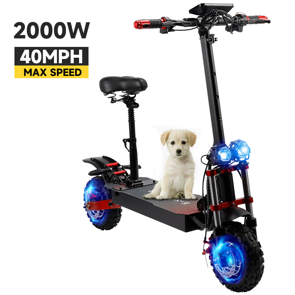 2000W 21ah off-road alloy electric scooter for adult，With large display screen,  Dual drive 12" tires
