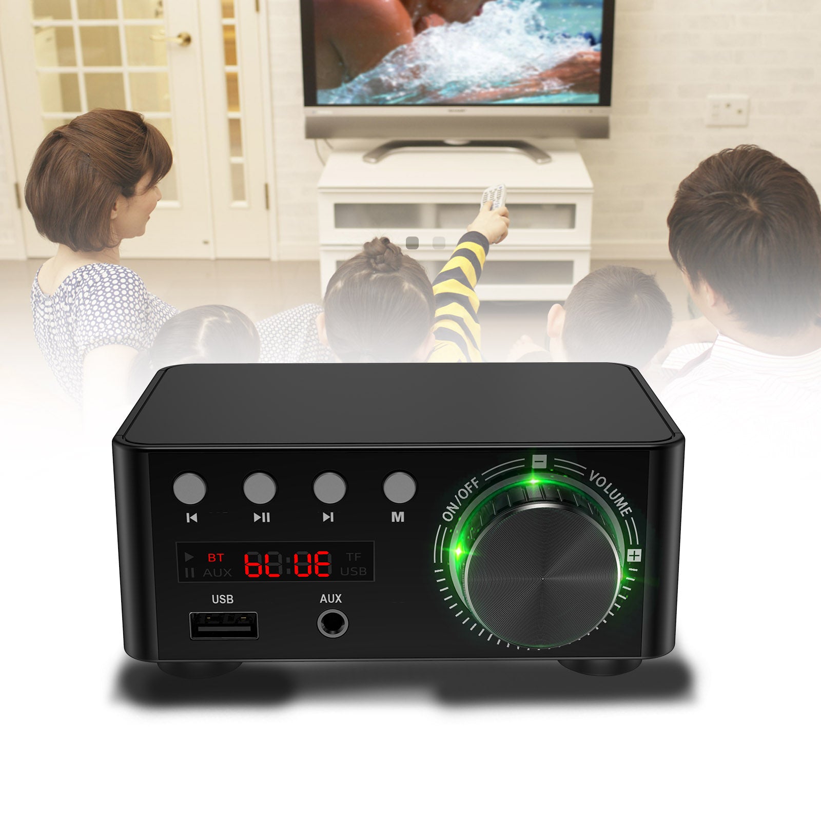 12-24V 50W+50W Bluetooth 5.0 Digital Power Sound Amplifier Desktop HiFi Stereo