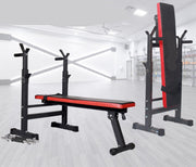 Adjustable Weight Bench Set  Folding Press w/Barbell Rack Pec