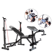 Full Body Workout Adjustable Weight Bench Folding Bench Press W/Barbell Rack