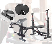 Adjustable Weight Bench Folding Press With Barbell Rack Full Body
