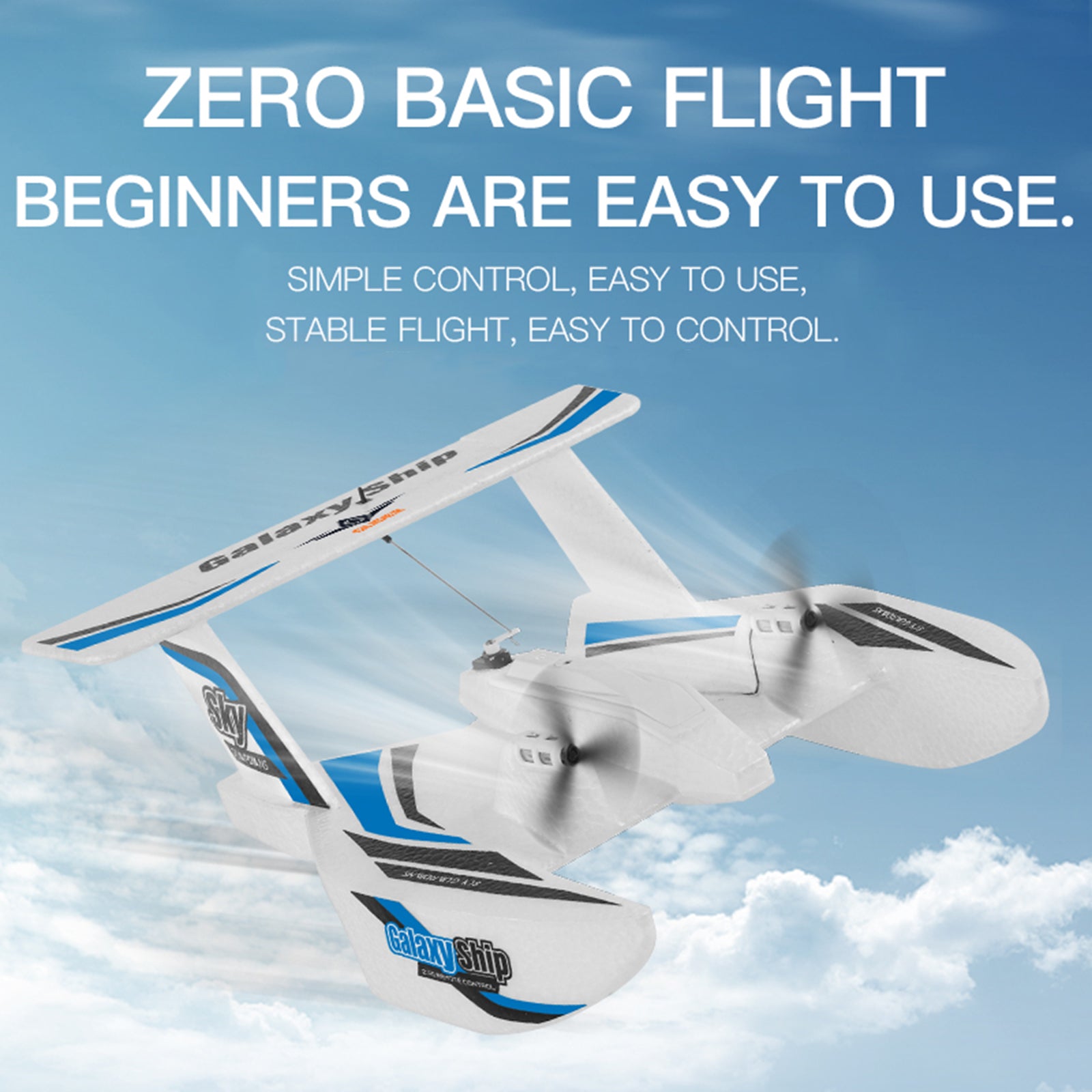 RC Plane For Water Land & Air Aircraft 3Ch Remote With 2 Batteries 2.4Ghz Blue