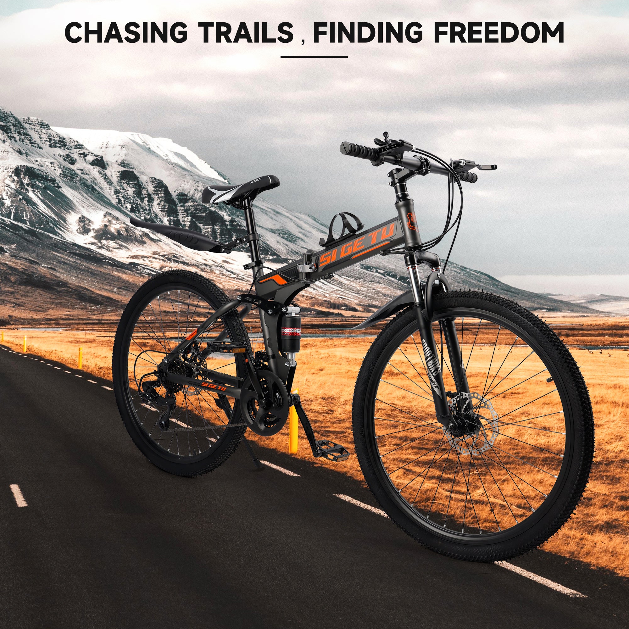 26" Wheels 27 Speed Double Disc Brake Folding Mountain Bike MTB for Adults