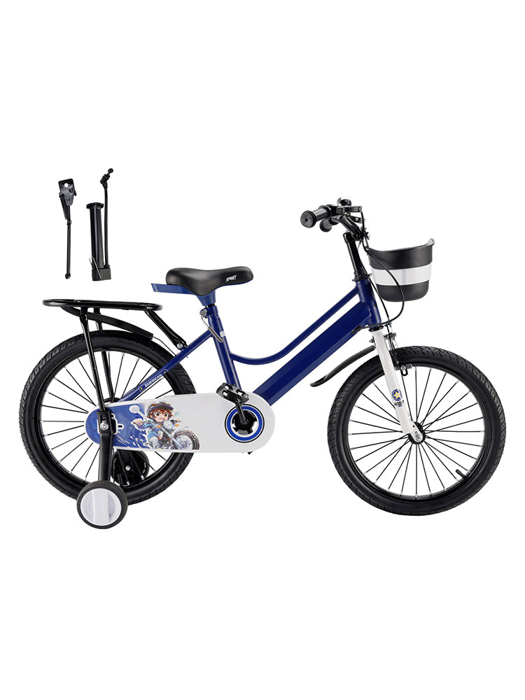 16" Kids Bike for Boys and Girls with auxiliary wheels & Rack Dark Blue