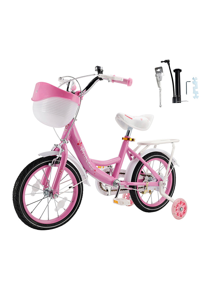 16"/18" Kids Bicycle Girls Bike with Training Wheels Basket Kickstand
