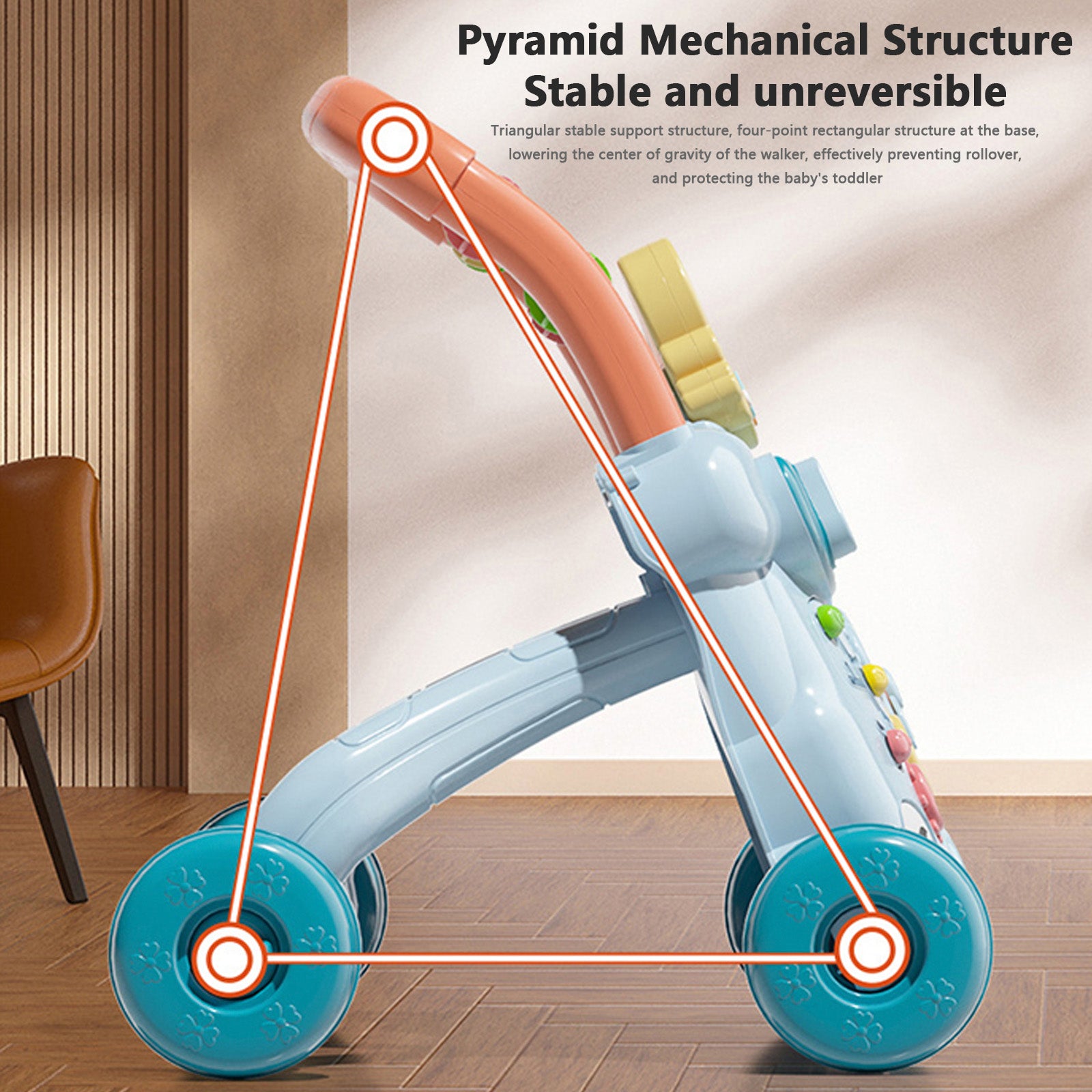 Speed Adjustable Musical Activity Center with water tank for 6 Month and up Baby Walker Sit and Stand Push Learning Toys