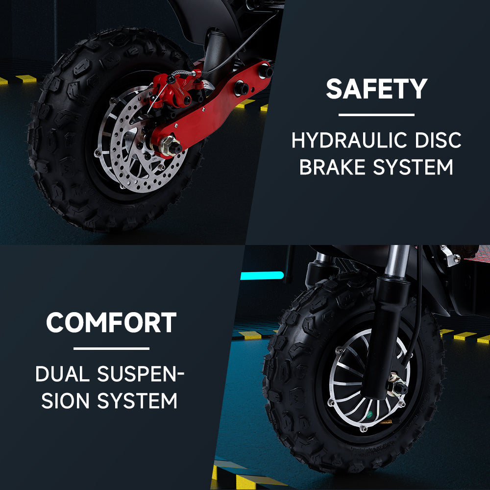 2000W 21ah off-road alloy electric scooter for adult，With large display screen,  Dual drive 12" tires