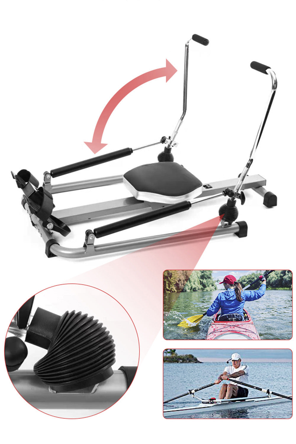 Home Gym Adjustable Hydraulic Rowing Machine Exercise Rower