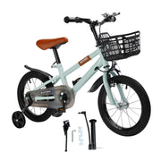 16" Children Bicycle Toddlers Bike with Training Wheels Basket Kickstand Cyan