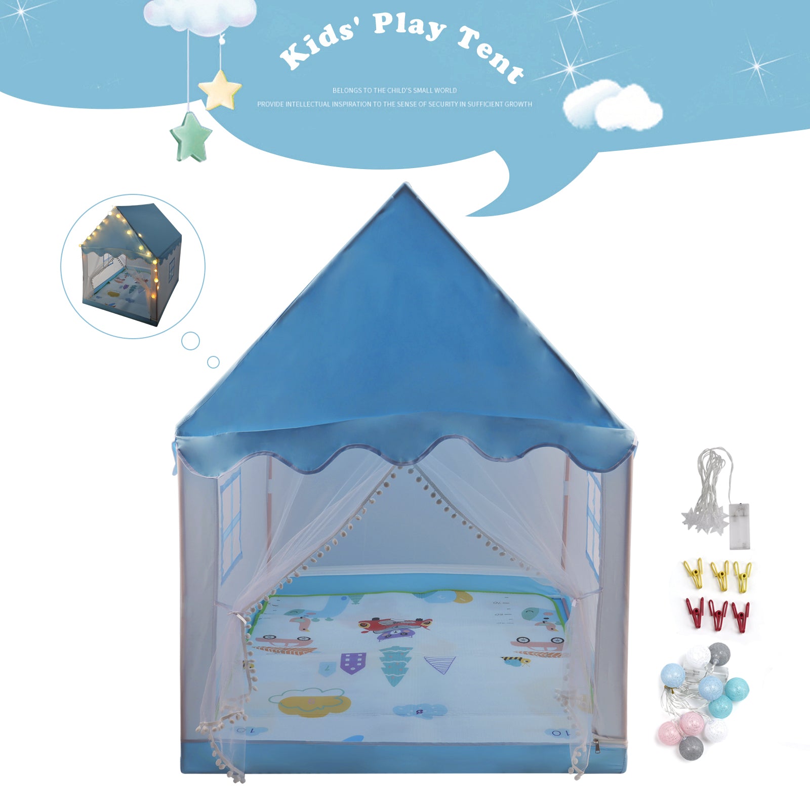 Assembly Tent with Metal Frame Kids Indoor Play Tent fit for Boys & Girls