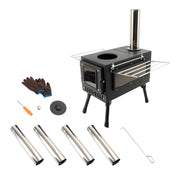 Portable 304 Stainless Steel Camping Stove with Chimney Pipe