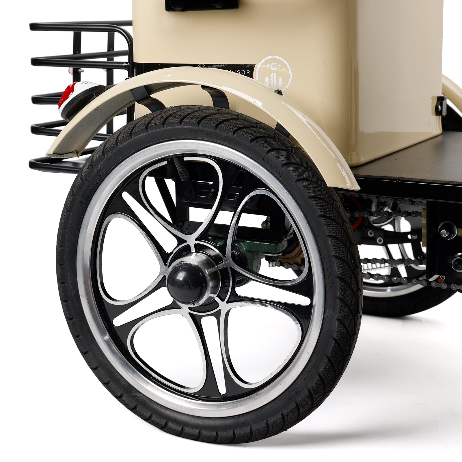 400W 48V 12A Electric Folding Tricycle 3 Wheel E-bike white with Rear Seat for Adult