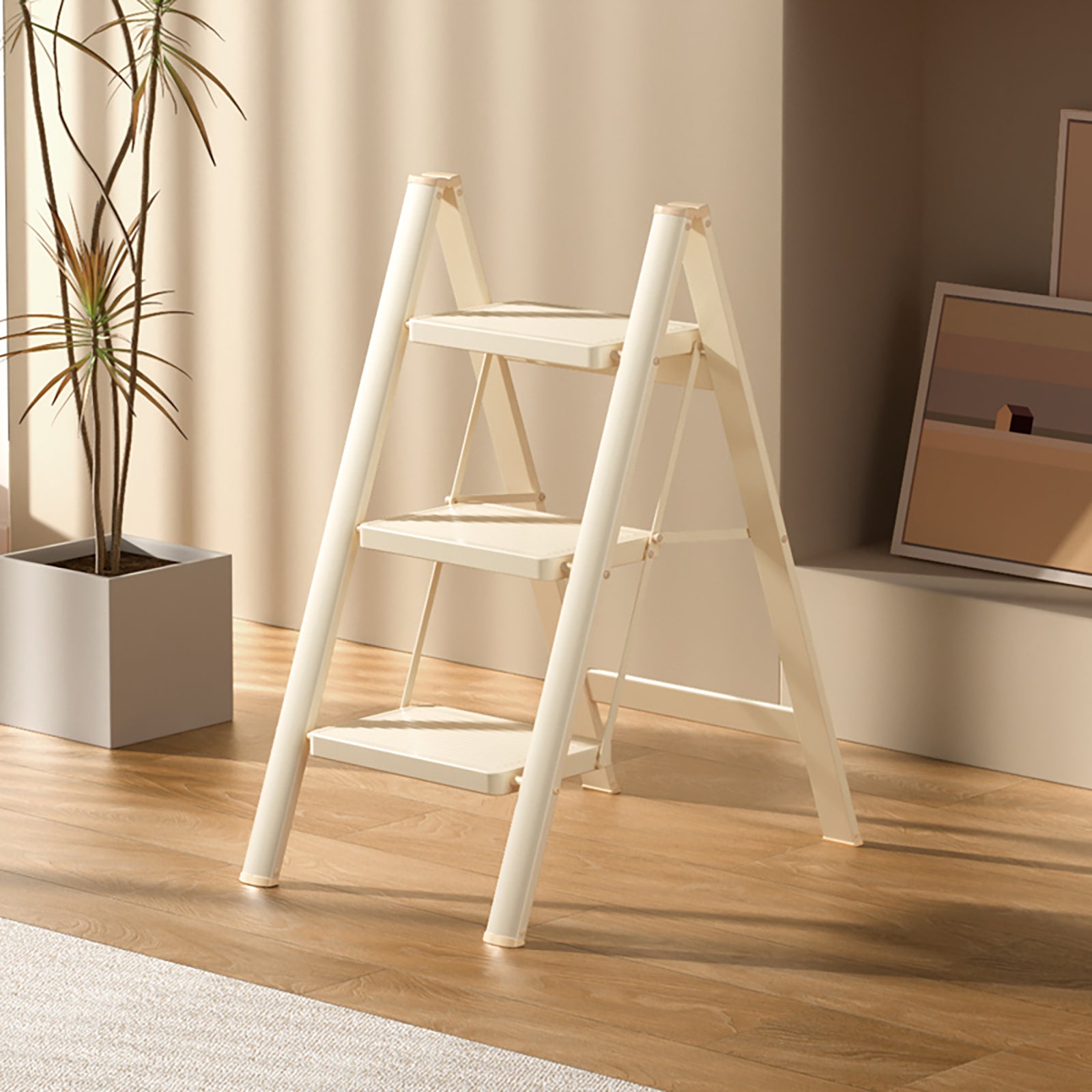 3 Step Ladder Folding Step Stool with Wide Anti-Slip Pedal
