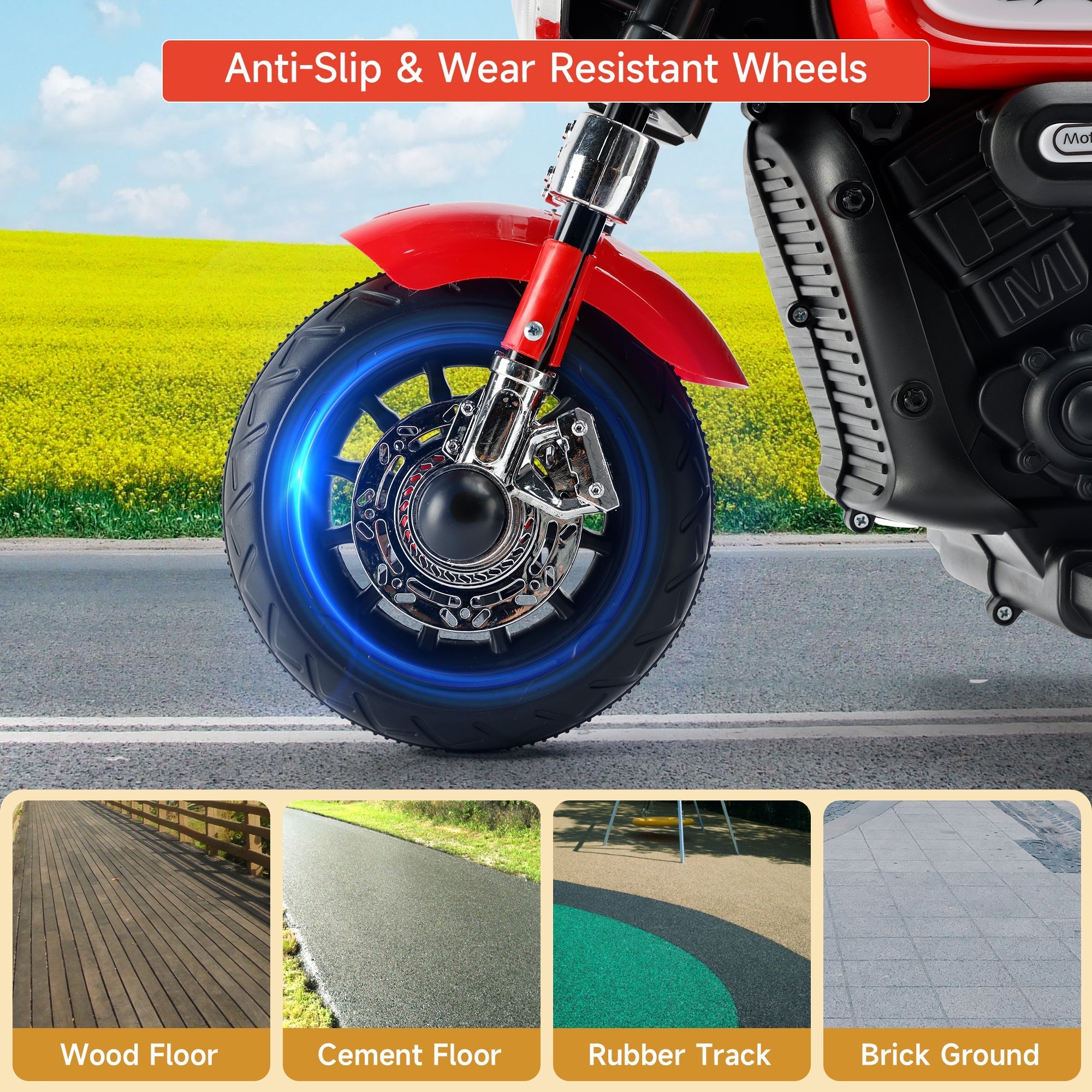 3-Wheel Kids Ride-On Motorcycle 6V (Red) | Dual Drive