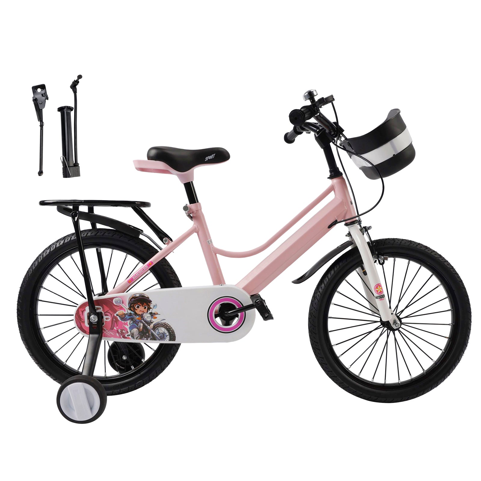 16"/18" Kids Bike for Boys and Girls with auxiliary wheels & Rack & Basket