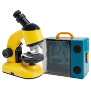 Rotating Microscope LED 100X-1200X Magnification Science Toys Kit For Kid Yellow