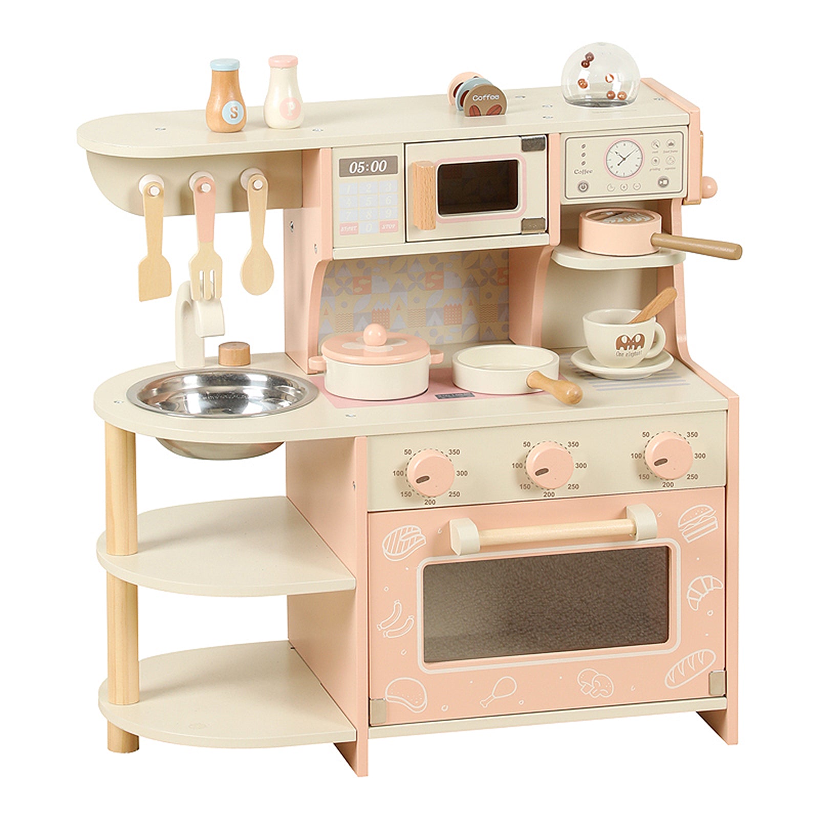Simulation Pink Coffee Machine Play Kitchen Dishes Cooktop Set Pretend Kid Toy
