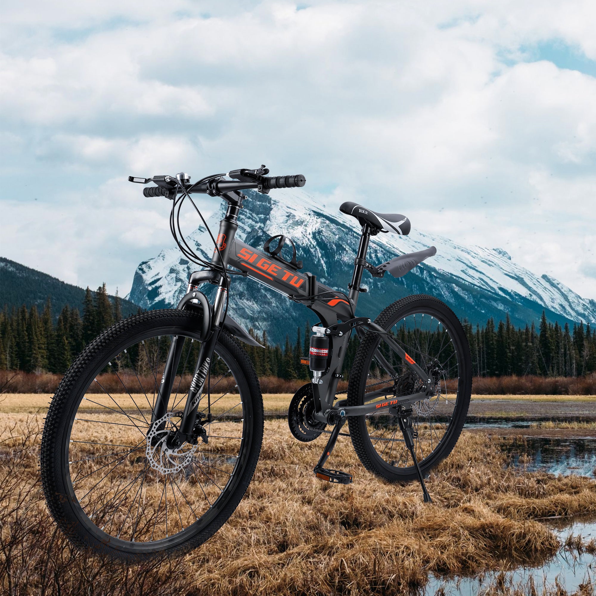 26" Wheels 27 Speed Double Disc Brake Folding Mountain Bike MTB for Adults