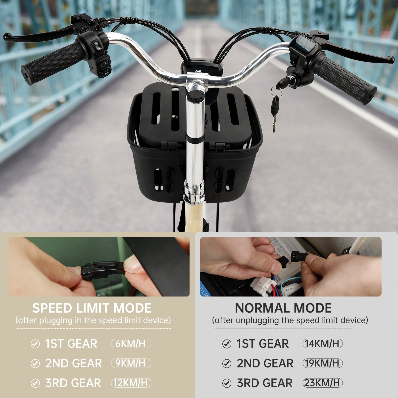 400W 48V 12A Electric Folding Tricycle 3 Wheel E-bike white with Rear Seat for Adult