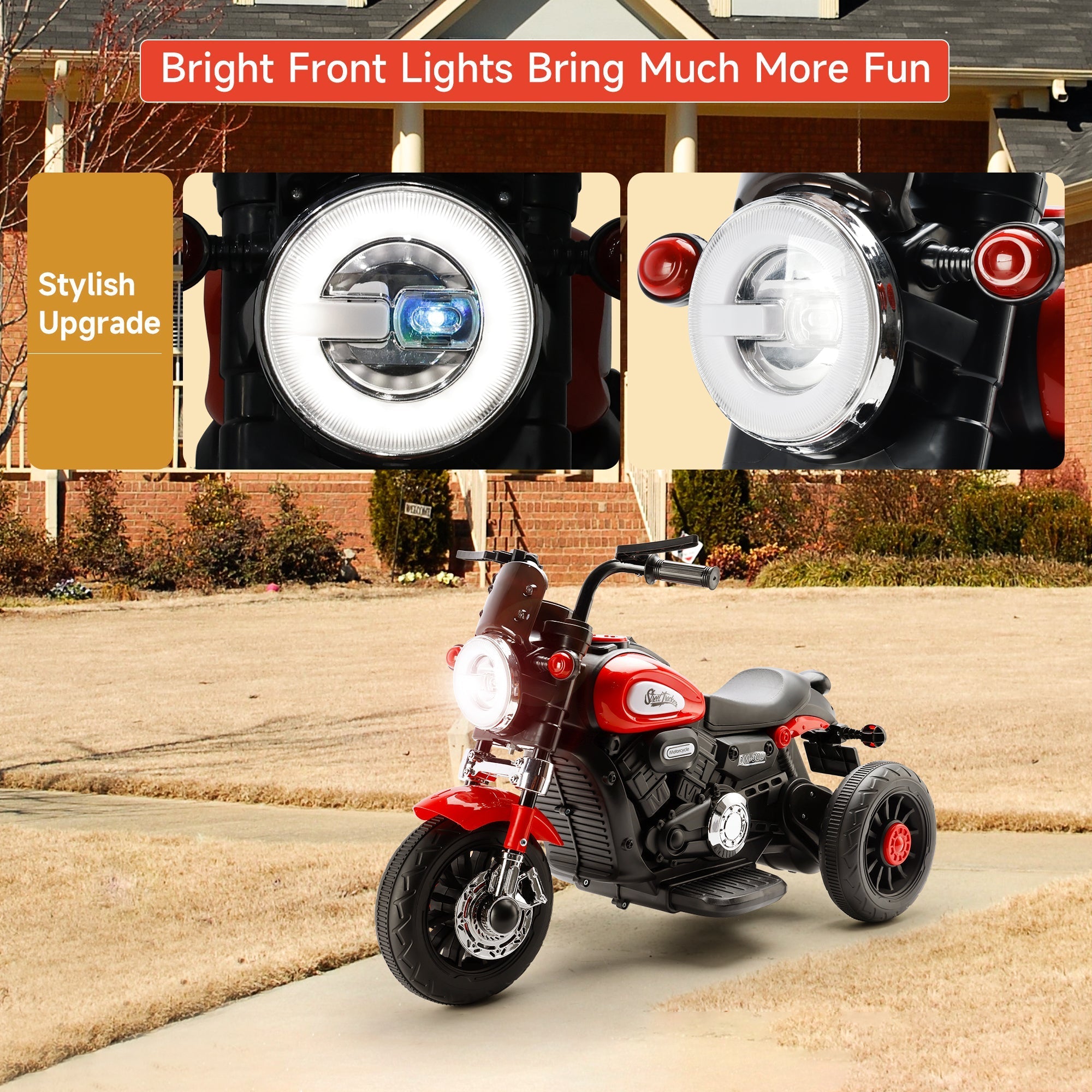 3-Wheel Kids Ride-On Motorcycle 6V (Red) | Dual Drive