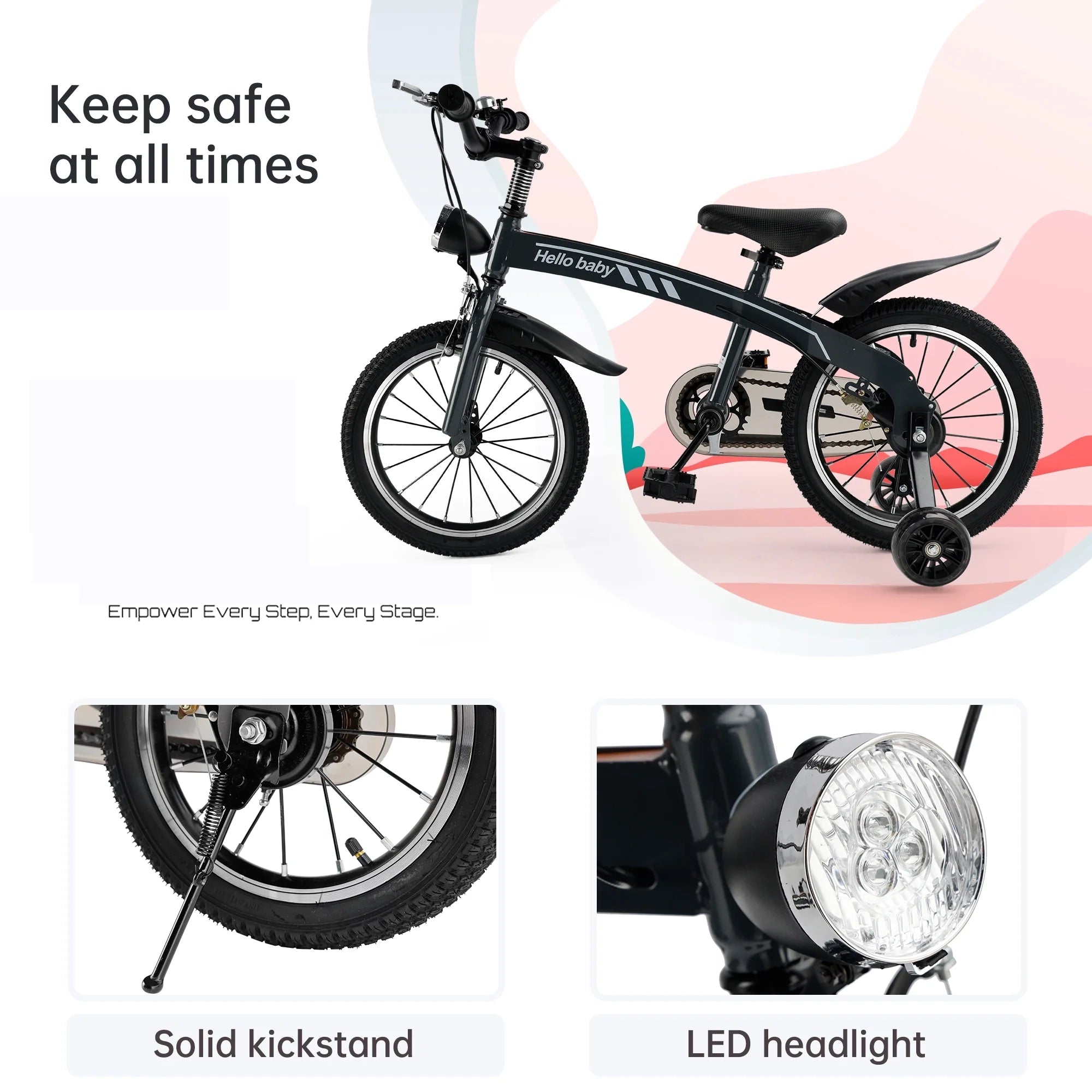 Kid's bike children bicycle with LED headlight boys and girls gift
