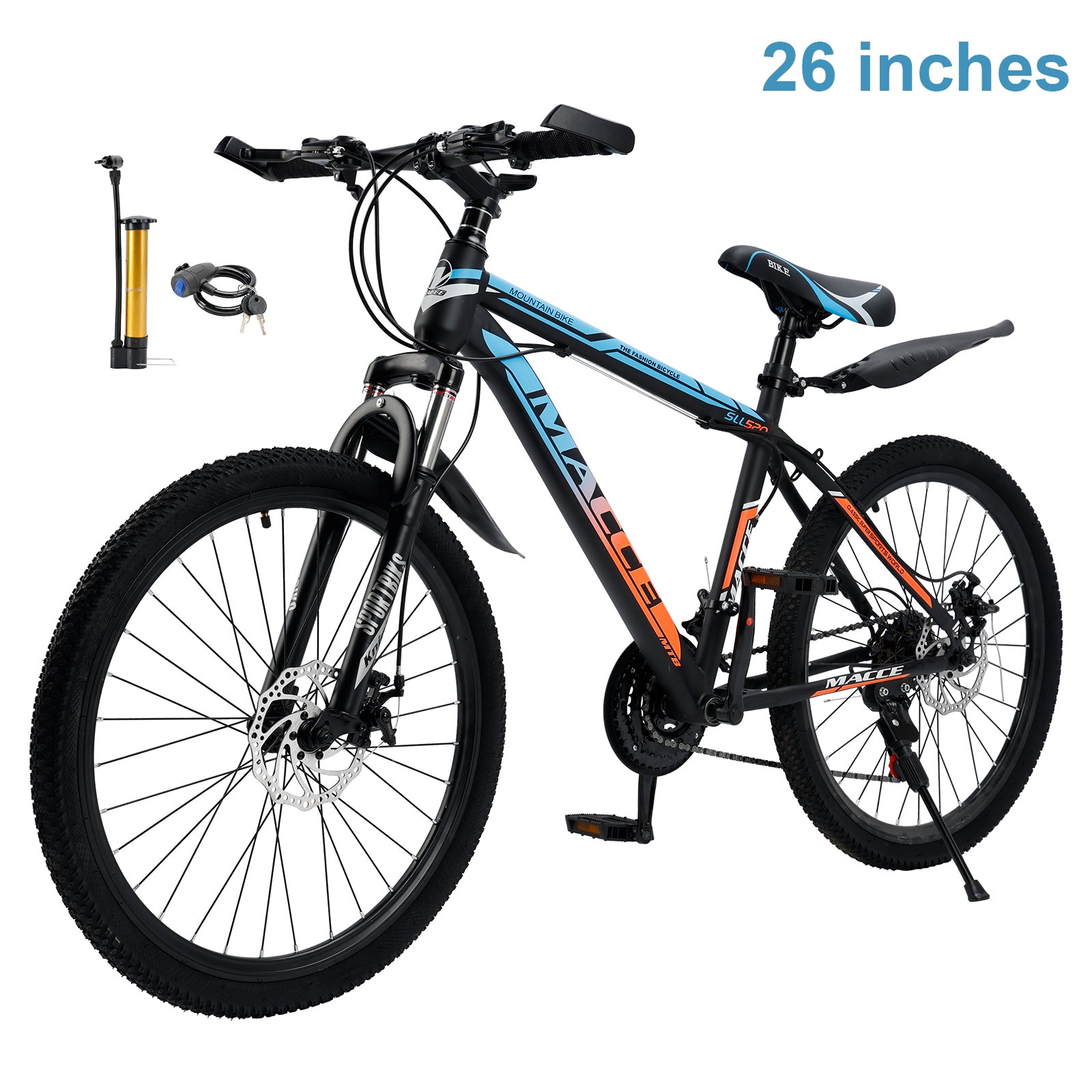 26 inch 24-Speed Mountain Bike with Suspension & Dual Disc Brakes