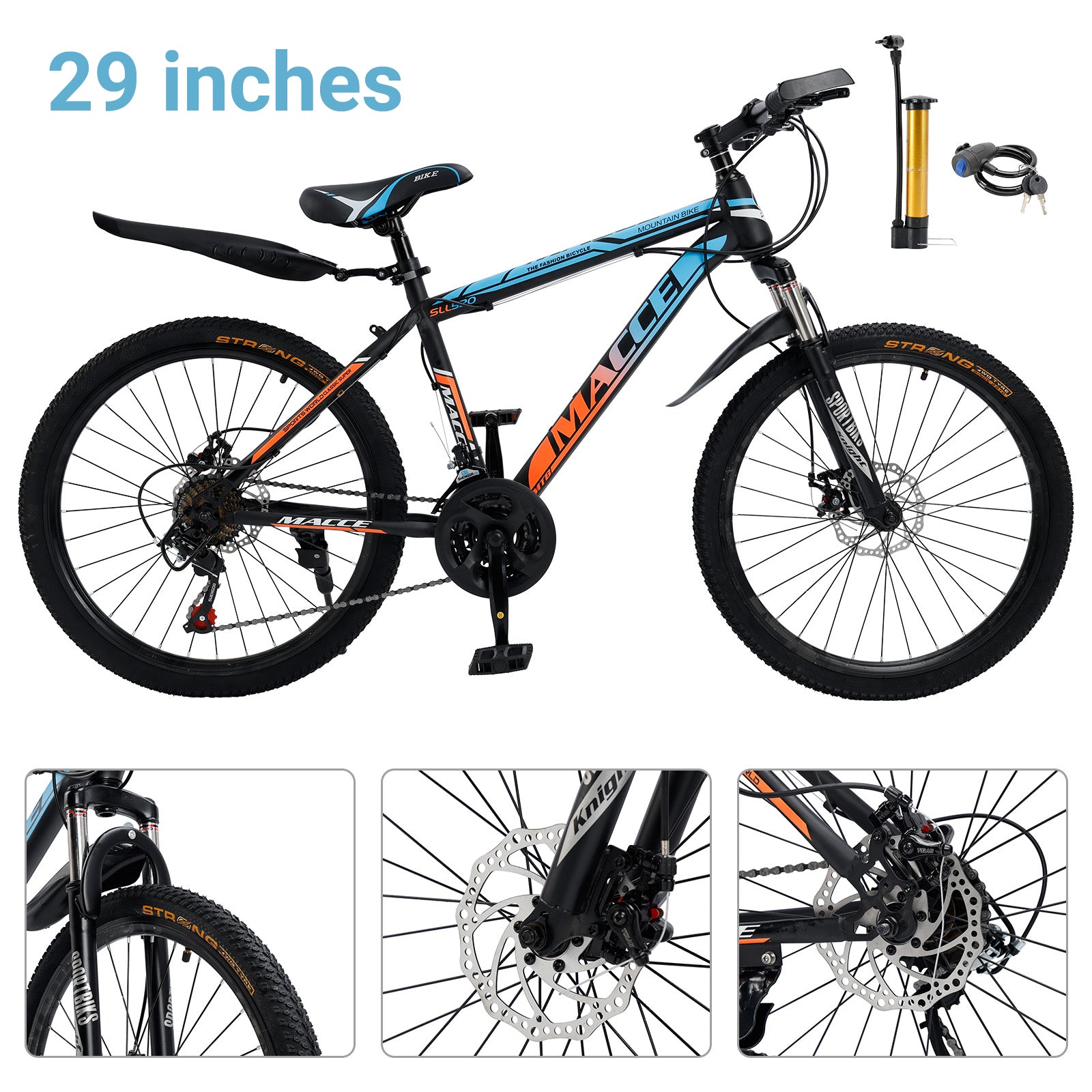 26 inch 24-Speed Mountain Bike with Suspension & Dual Disc Brakes