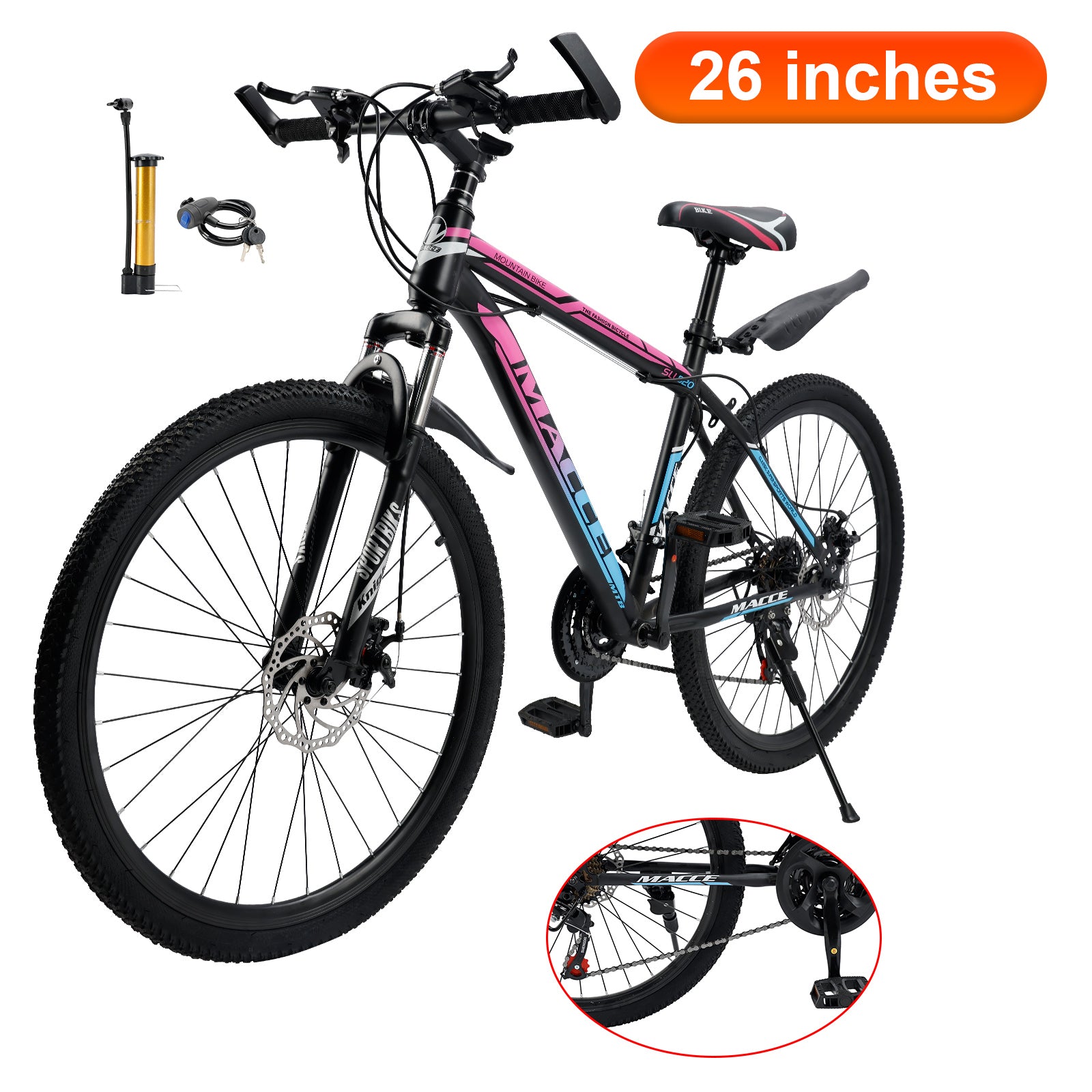 Stylish 26-Inch Bike with Suspension & 24-Speed Gears