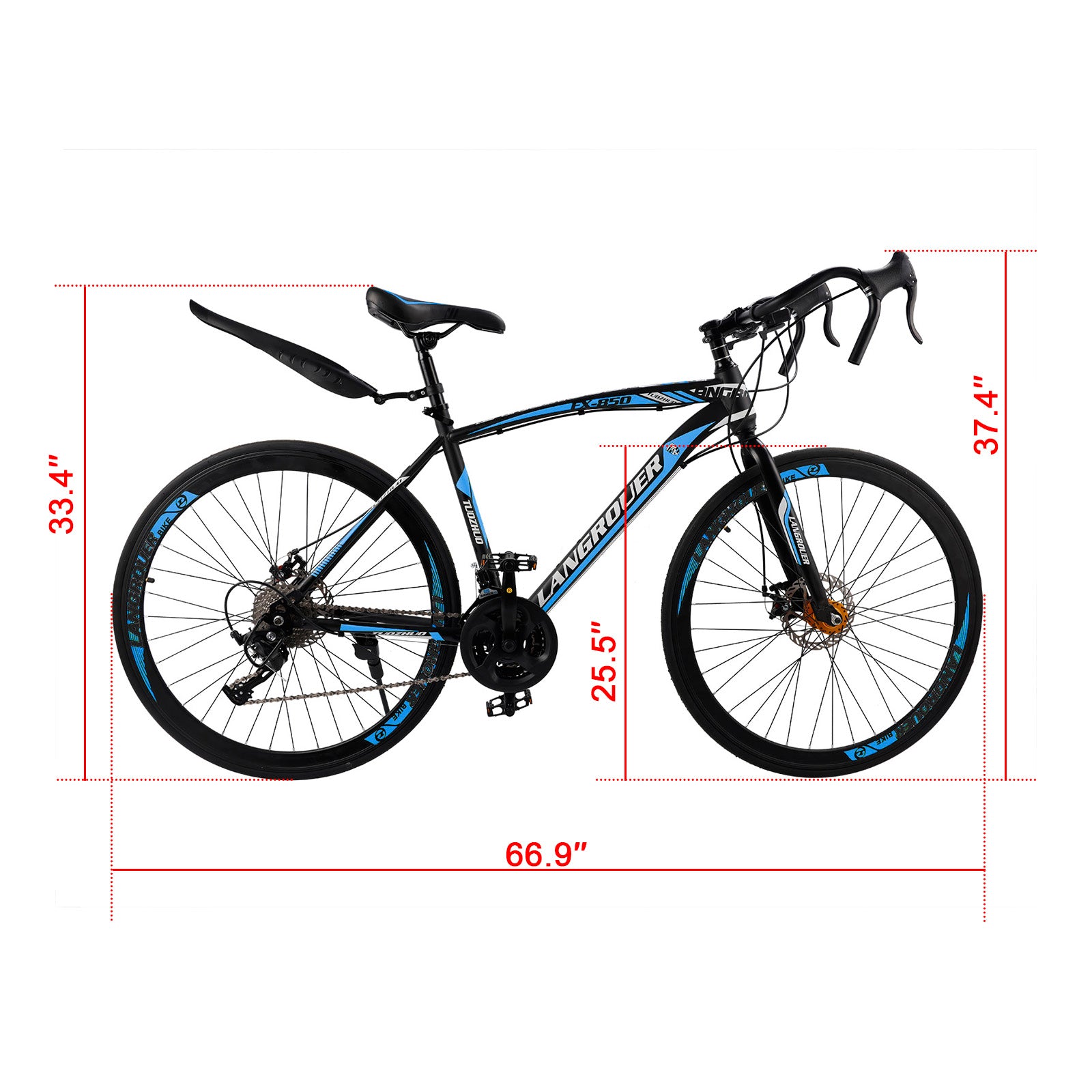 26" 27-Speed Road Bike with Disc Brakes & Advanced Suspension